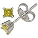 Yellow Diamond Stud Earrings in 14k White Gold