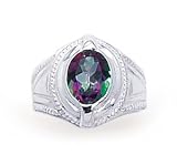 Oval Mystic Topaz Ring with Rope Design around the Stone and along the Band