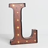 12" - Rustic Brown - Metal - Battery Operated - LED - Lighted Letter "L" | Gerson Wall Decor (92680)