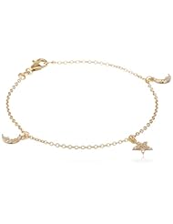 Cubic Zirconia Moon and Star Bracelet, 7.5"