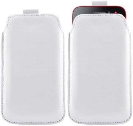 Cerhinu iTALKonline WHITE Quality PU Leather Slip Pouch Protective Case Cover with Pull Tab for HTC Sensation XL