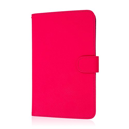 MPERO Alcatel OneTouch Pop 7 Wallet Case, [Flex Flip] Cover with Card Slots and Wrist Strap (Hot Pink / Navy)