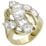 Two Tone Brass Ring with Clear CZ