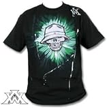 Artistik World - Green Skull T-Shirt, schwarz