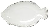 White Fish Ceramic Pottery Flounder Large Plate Set of Two 13" x 7 1/2" x 1 1/4"