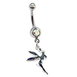 14 Gauge 3/8 Gem Fairy Charm - Surgical Steel Curved Barbell For Tongue Area