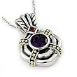 2 Tone Amethyst Necklace With 16" Adjustable