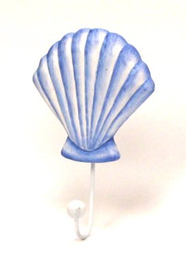 Blue and White Clam Shell Wall Mounted Bath Towel Coat Hook