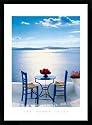 Bild mit Rahmen: Georges Meis, Thira, Table and Chairs, 50 x 70 - Aluminium Basic M: Schwarz matt