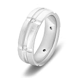 14k White Gold Men's Diamond Wedding Band, 7mm
