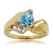 Trillion Blue Topaz and Diamond Modern Ring in 14 Karat Yellow Gold