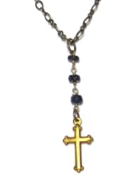 Angel Court 18k Gold Plated Gothic Rosary Cross Necklace with Brass Chain