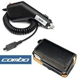 2 Pieces Value Combo Of Brand New Palm Treo Treo 650, 700w, 700p, 700wx, 680, 750 Rapid Car Power Charger with IC Chip + Cellet Universal Horizontal Large Eva Pouch Leather Case