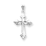 14k White Gold Fleur de Lis Cross Pendant