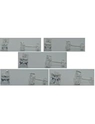 5 PC PRINCESS CUT CZ BASKET STUD EARRINGS: 4MM, 5MM, 6MM, 7MM, 8MM