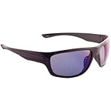 Fisherman Eyewear Striper Sunglass, Black Frame, Gray (Blue Mirror) Polarized Lens, Large