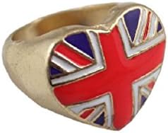 Fancy Retro British Flag Texture Heart-Shaped Ring (Mp)