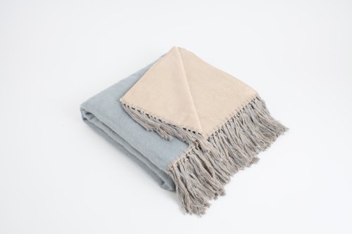 Nine Space PFBTXB01 Bamboo Reversible Throws, Blue/Barley, 58-Inch by 78-Inch