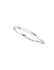 Hinged Polished Bangle Bracelet - 4mm 14K White Gold