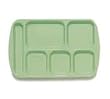 Food Service Rectangular Compartment Lunch Tray, 6 Compartment, Left-Handed, Green