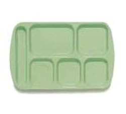 Food Service Rectangular Compartment Lunch Tray, 6 Compartment, Left-Handed, Green