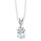 Sterling Silver Blue Topaz And CZ Necklace - 18 Inch