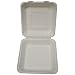 PrimeWare HL-91 White Molded Fiber Hinged Lid Container, 9" Length x 9" Width x 3-3/16" Height, Large (Case of 200)