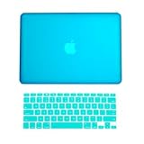 TopCase 2-in-1 Rubberized Hard Case and Keyboard Cover for Macbook White 13-Inch - A1342/Latest - with TopCase Mouse Pad - Aqua Blue