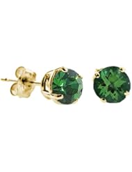 2 CT Emerald Stud Earrings 14k Gold (I1-I2 Clarity)
