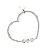 0.30 cttw Large Heart Shaped Pendant - 14kt White Gold LIFETIME WARRANTY