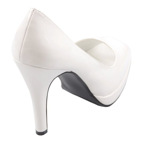 KENT Womens Peep Toe Pumps White Patent