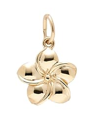 Rembrandt Charms Plumeria Flower Charm, 10K Yellow Gold