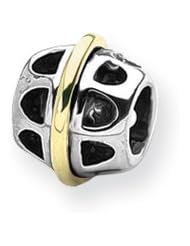 Two-Tone Bali Charm in Silver and Yellow Gold for 3mm Bracelets