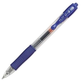 Pilot G2 Retractable Gel Ink Roller Ball Pen, Extra Fine Point, Clear Barrel, Blue Ink,  12-Count (31003)
