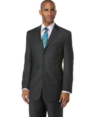 Alfani Three-Button Ministripe Grey Suit