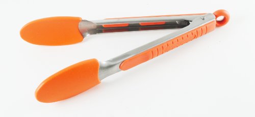 Messermeister Silicone Coated Locking Tong, 9-Inch, Orange