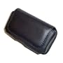 PCMicrostore Apple iPhone Black Leather Texture Horizontal Holster Carrying Case With Belt Loop And Clip