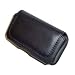 PCMicrostore Apple iPhone Black Leather Texture Horizontal Holster Carrying Case With Belt Loop And Clip