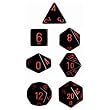 Chessex Dice: Polyhedral 7-Die Opaque Dice Set - Black with Red