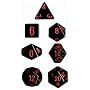 Chessex Dice: Polyhedral 7-Die Opaque Dice Set - Black with Red
