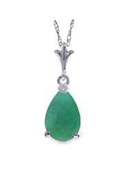 14K Gold Pear-shaped Natural Emerald Pendant Necklace