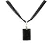 Necklace - N56 - Genuine Semi Precious Stone Hung on Five-Strand Organza and Cotton Cord + 2" Extension Chain - Rectangular Shape ~ Black Agate