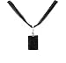 Necklace - N56 - Genuine Semi Precious Stone Hung on Five-Strand Organza and Cotton Cord + 2" Extension Chain - Rectangular Shape ~ Black Agate