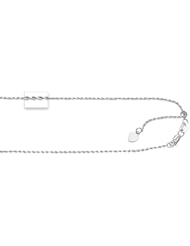 14kt White Gold 22 Inch Diamond Cut Adjustable Rope Chain with Lobster Clasp and Small Heart Charm