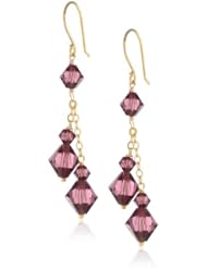 Swarovski Elements Crystal Colored Multi-Bicone Gold over Sterling Silver Chain and Earwire Drop Earrings