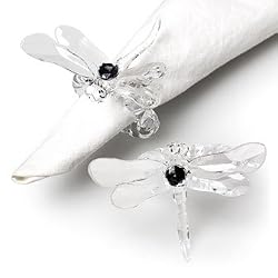 Dragonfly Napkin Ring Clear Acrylic - Set of 4