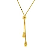 14K Yellow Gold Y Snake Teardrop Necklace 17