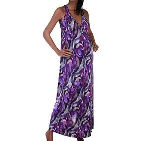 Purple Grey Maxi Maternity Dress