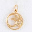 Round Om (Aum) Open Cut-Out Design Pendant in Gold Vermeil, #8295