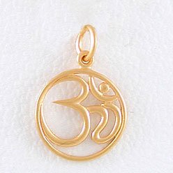 Round Om (Aum) Open Cut-Out Design Pendant in Gold Vermeil, #8295